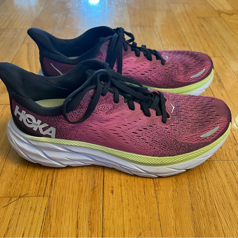 HOKA Clifton 8 Women’s Running/Walking Sneakers Blue Graphite/Ibis Rose - Size 9